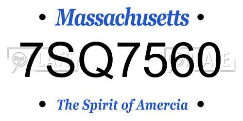 7SQ7560 Massachusetts License Plate