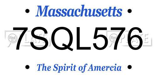 7SQL576 Massachusetts License Plate