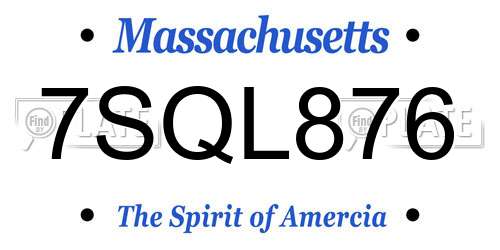 7SQL876 Massachusetts License Plate