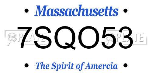 7SQO53 Massachusetts License Plate