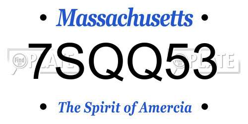 7SQQ53 Massachusetts License Plate