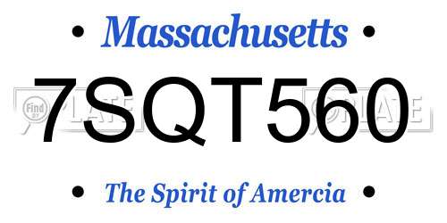 7SQT560 Massachusetts License Plate