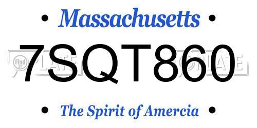 7SQT860 Massachusetts License Plate