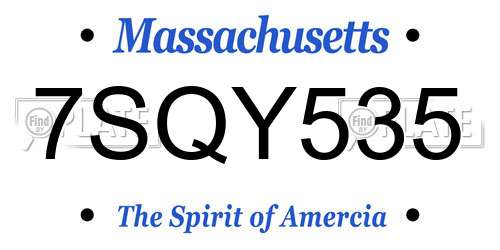 7SQY535 Massachusetts License Plate