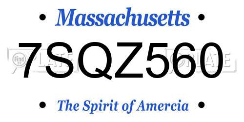 7SQZ560 Massachusetts License Plate