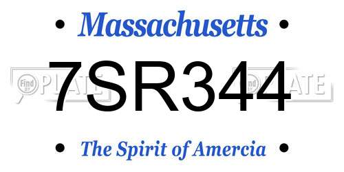 7SR344 Massachusetts License Plate