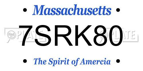 7SRK80 Massachusetts License Plate