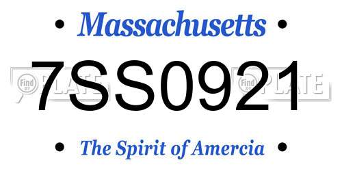 7SS0921 Massachusetts License Plate