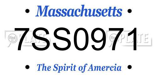 7SS0971 Massachusetts License Plate