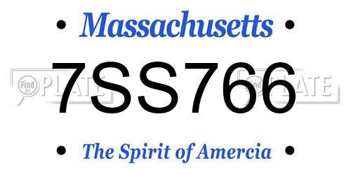 7SS766 Massachusetts License Plate