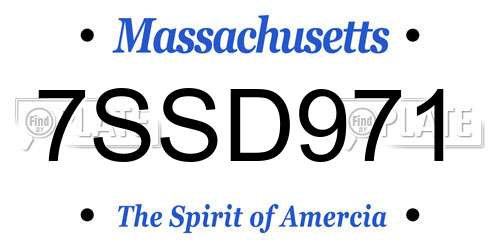 7SSD971 Massachusetts License Plate