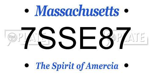 7SSE87 Massachusetts License Plate