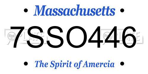 7SSO446 Massachusetts License Plate
