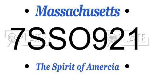 7SSO921 Massachusetts License Plate