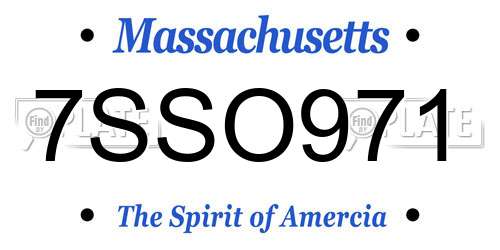 7SSO971 Massachusetts License Plate