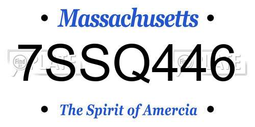 7SSQ446 Massachusetts License Plate