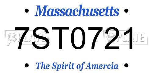 7ST0721 Massachusetts License Plate