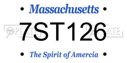 7ST126 Massachusetts License Plate