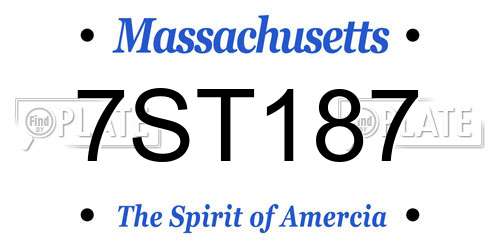 7ST187 Massachusetts License Plate