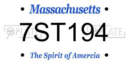 7ST194 Massachusetts License Plate