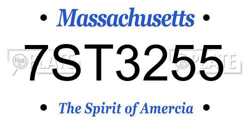 7ST3255 Massachusetts License Plate