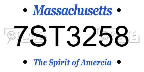 7ST3258 Massachusetts License Plate