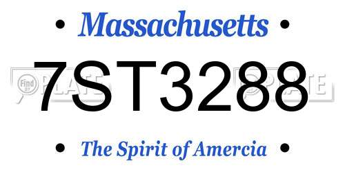 7ST3288 Massachusetts License Plate