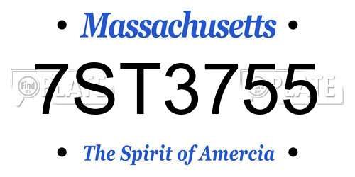 7ST3755 Massachusetts License Plate