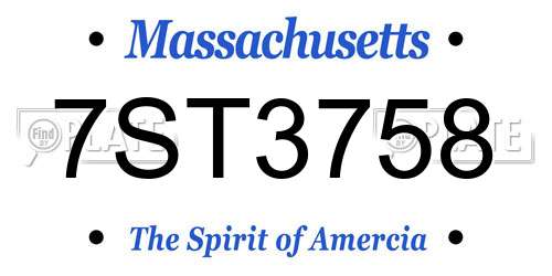 7ST3758 Massachusetts License Plate