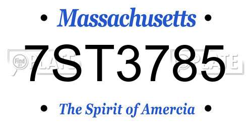 7ST3785 Massachusetts License Plate