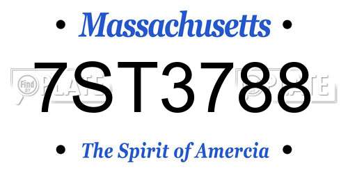 7ST3788 Massachusetts License Plate