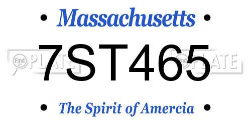 7ST465 Massachusetts License Plate
