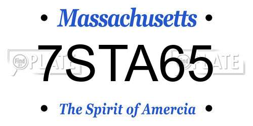 7STA65 Massachusetts License Plate