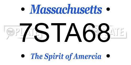 7STA68 Massachusetts License Plate
