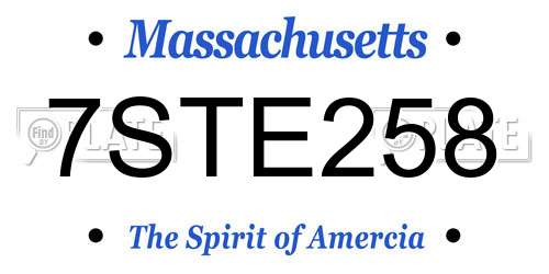 7STE258 Massachusetts License Plate