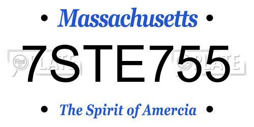 7STE755 Massachusetts License Plate