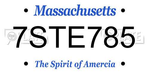 7STE785 Massachusetts License Plate