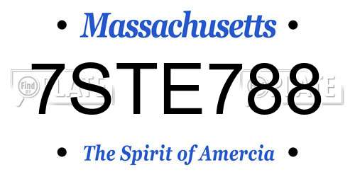 7STE788 Massachusetts License Plate