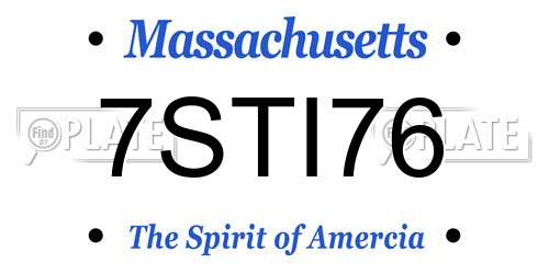 7STI76 Massachusetts License Plate
