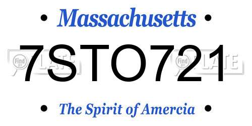 7STO721 Massachusetts License Plate