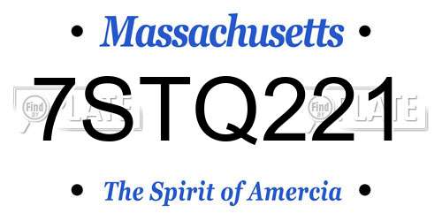 7STQ221 Massachusetts License Plate
