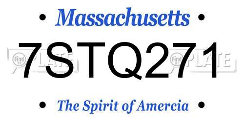 7STQ271 Massachusetts License Plate