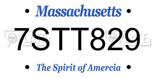 7STT829 Massachusetts License Plate