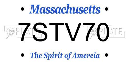 7STV70 Massachusetts License Plate