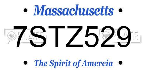 7STZ529 Massachusetts License Plate