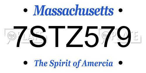 7STZ579 Massachusetts License Plate