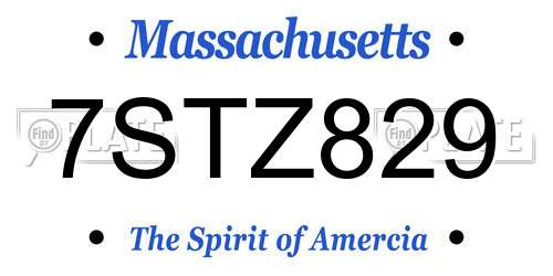 7STZ829 Massachusetts License Plate