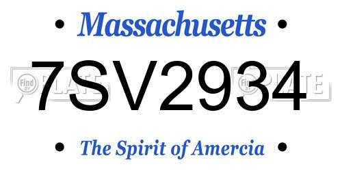 7SV2934 Massachusetts License Plate