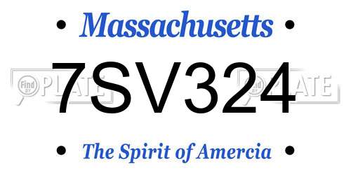 7SV324 Massachusetts License Plate