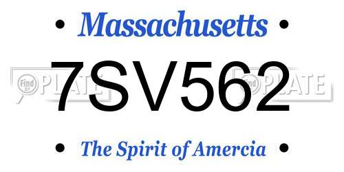 7SV562 Massachusetts License Plate